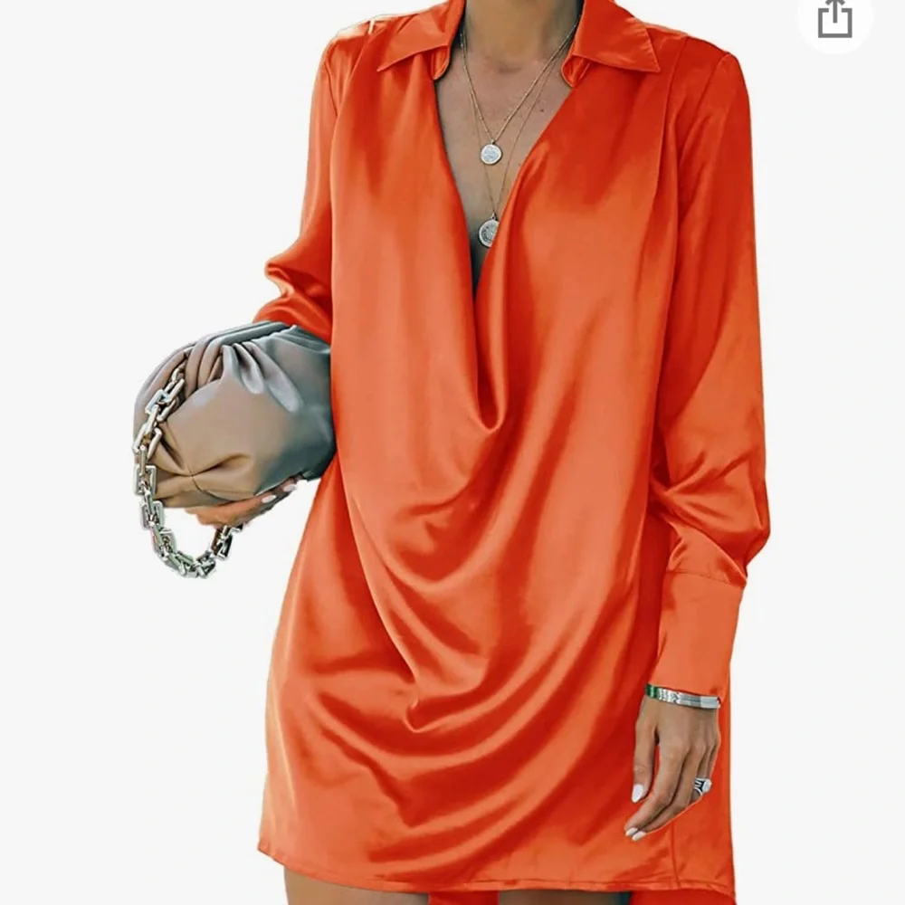 Long sleeve satin shirt dress size small - Picture 1 of 1